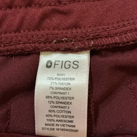 FIGS Burgundy Jogger Pants Women’s XS Scrub Bottoms Drawstring - Picture 3 of 8